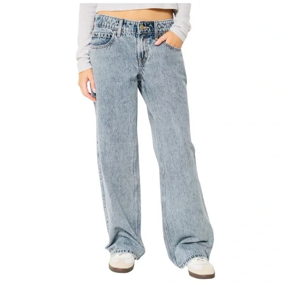 Hollister Low-Rise Medium Wash Baggy Jeans SZ 27 - Picture 2 of 14